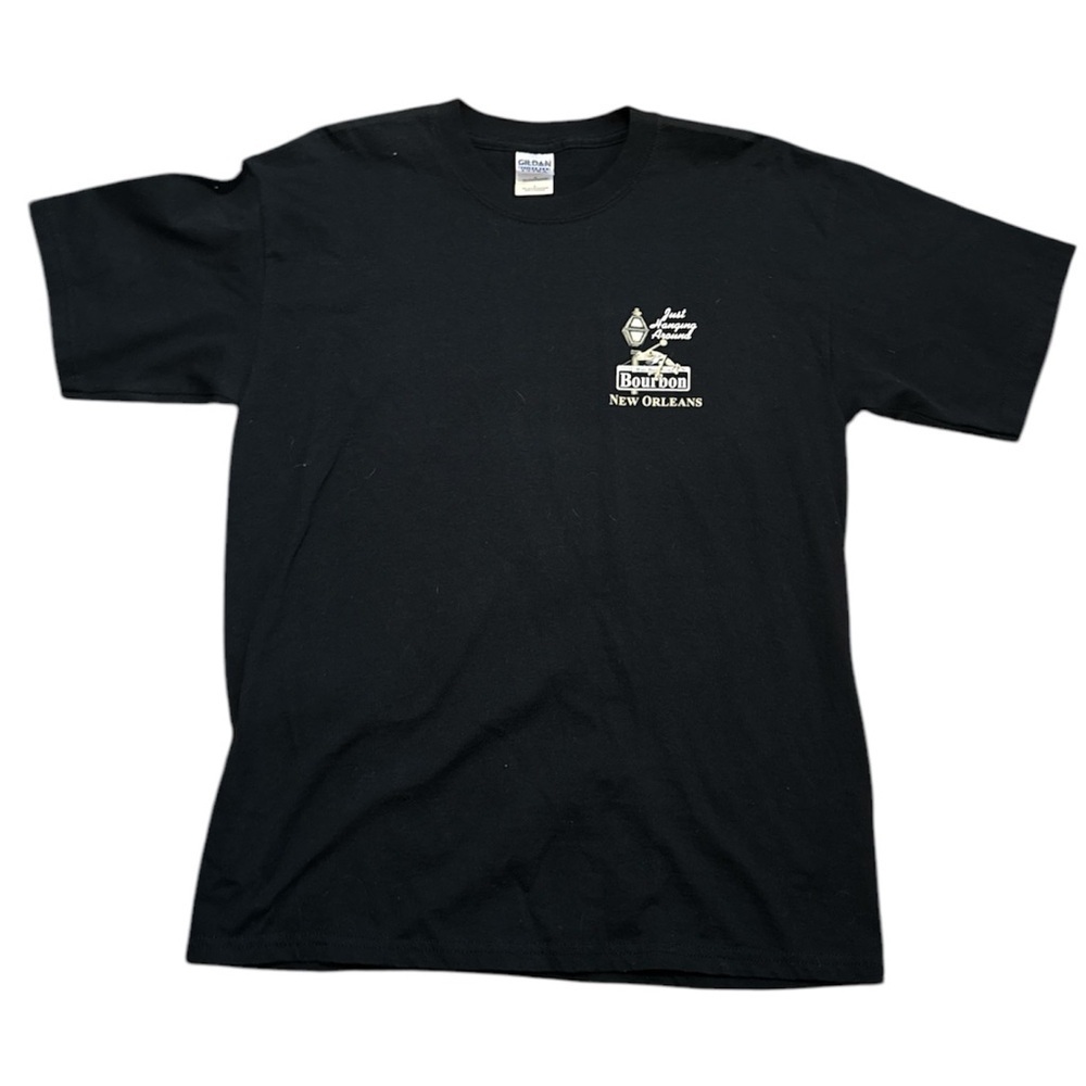 Gildan Black New Orleans Bourbon St Short Sleeve Tee with Classic Crew Neck